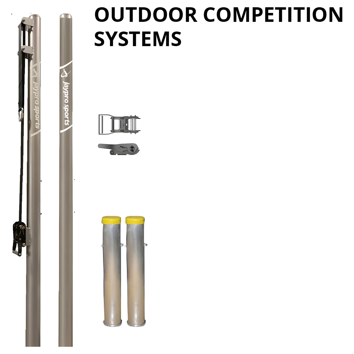Jaypro Outdoor Volleyball Uprights – 3-1/2" Round Competition Poles | Heavy-Duty Net Support for Outdoor Play – OCV-900 - JoySportStore