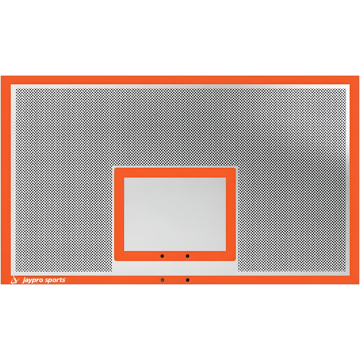 Jaypro outdoor basketball hoop backboard with orange frame and durable perforated metal design