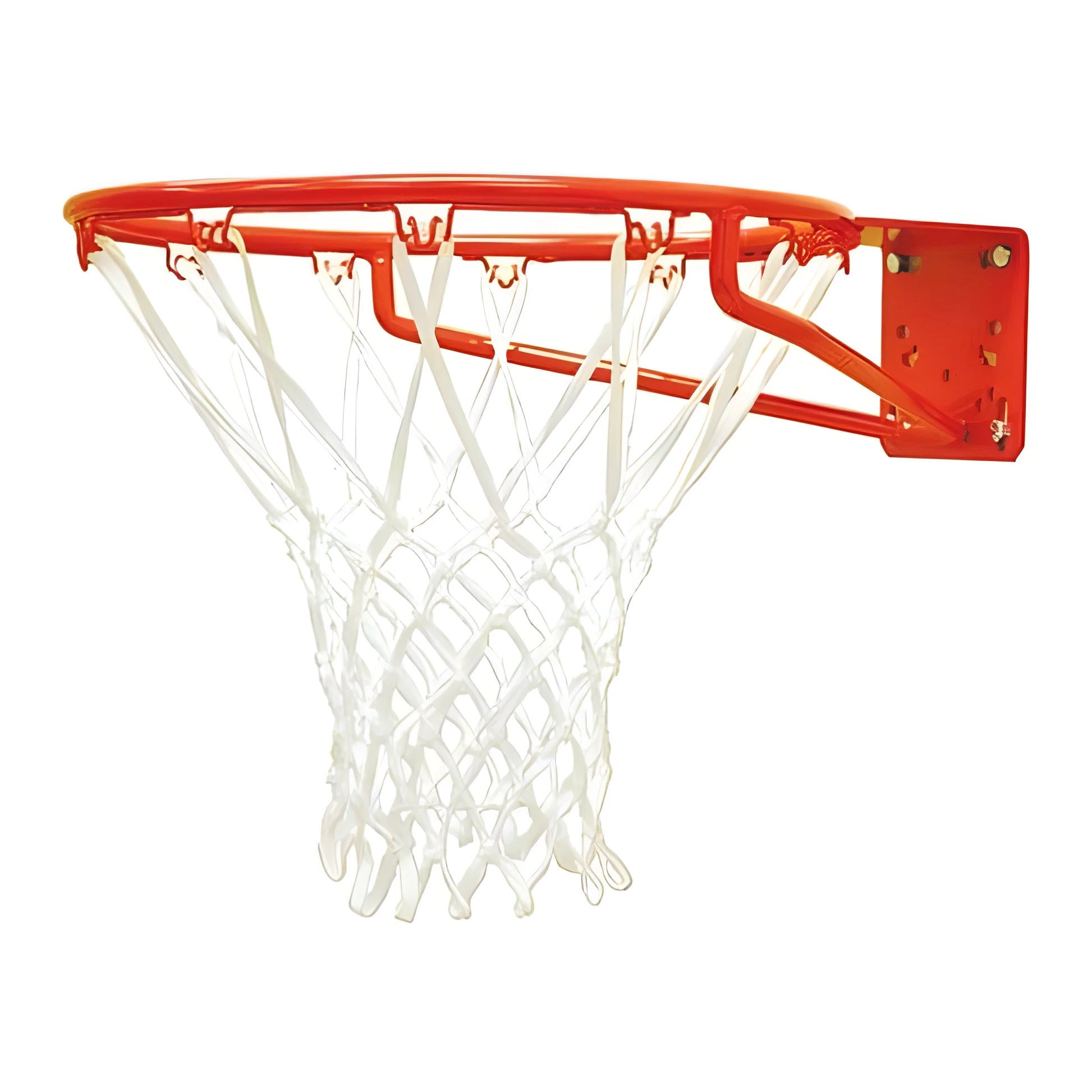Jaypro durable outdoor basketball hoop rim with white net and orange metal frame
