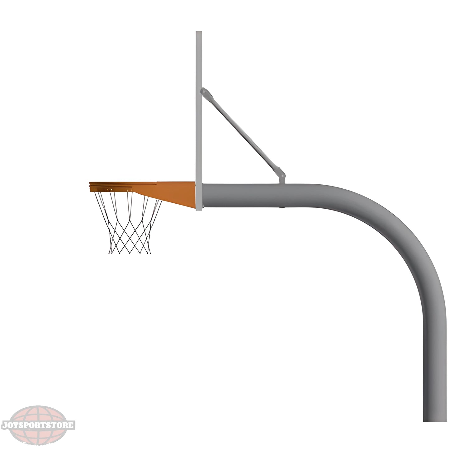 Jaypro outdoor basketball hoop with sturdy gray pole and metal rim with net attached