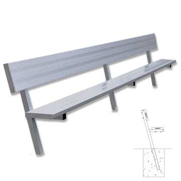 Jaypro Player Bench with Seat Back - 15 ft. - In-Ground