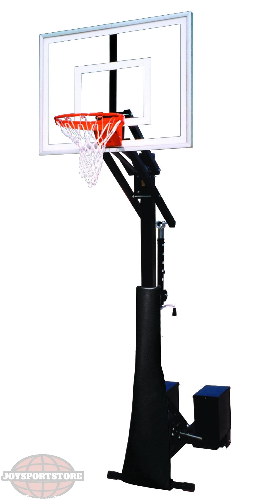 FIRST TEAM portable basketball hoop with adjustable height and clear backboard for outdoor play