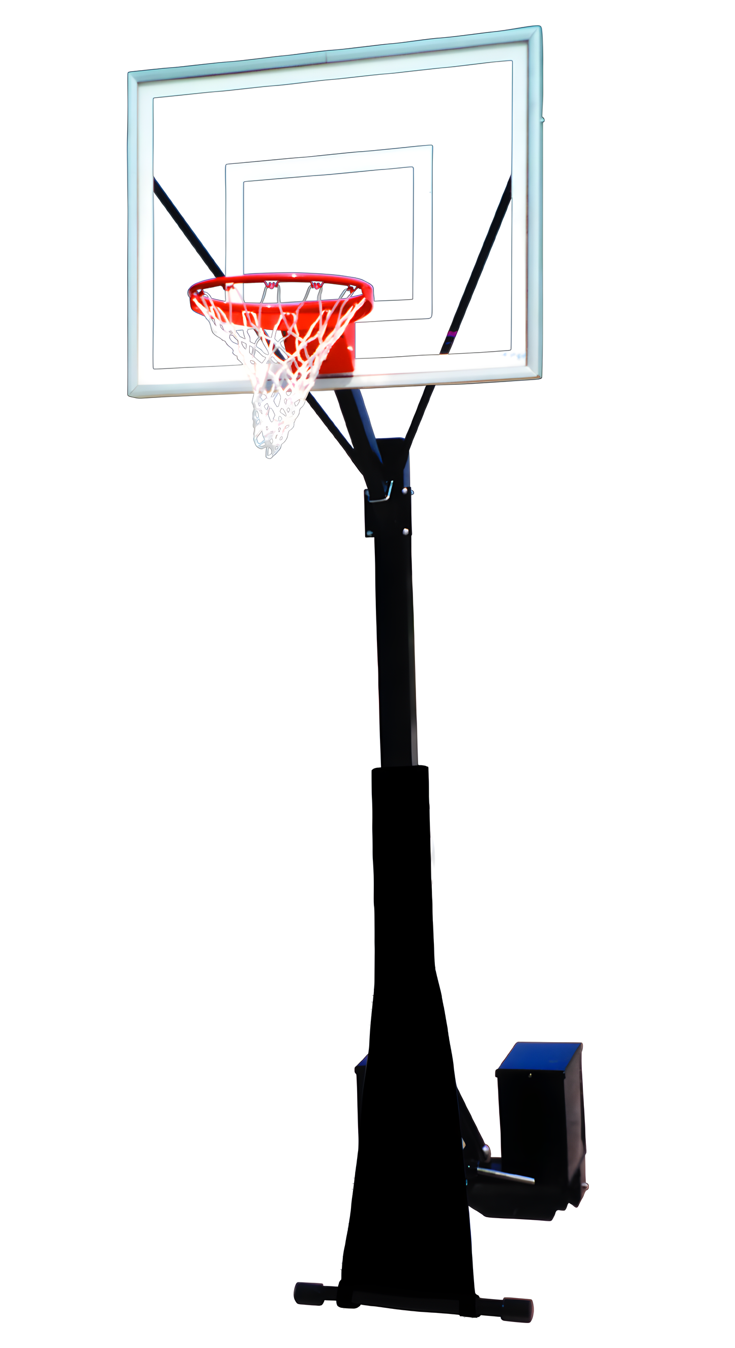 FIRST TEAM portable basketball hoop with clear backboard and adjustable black pole