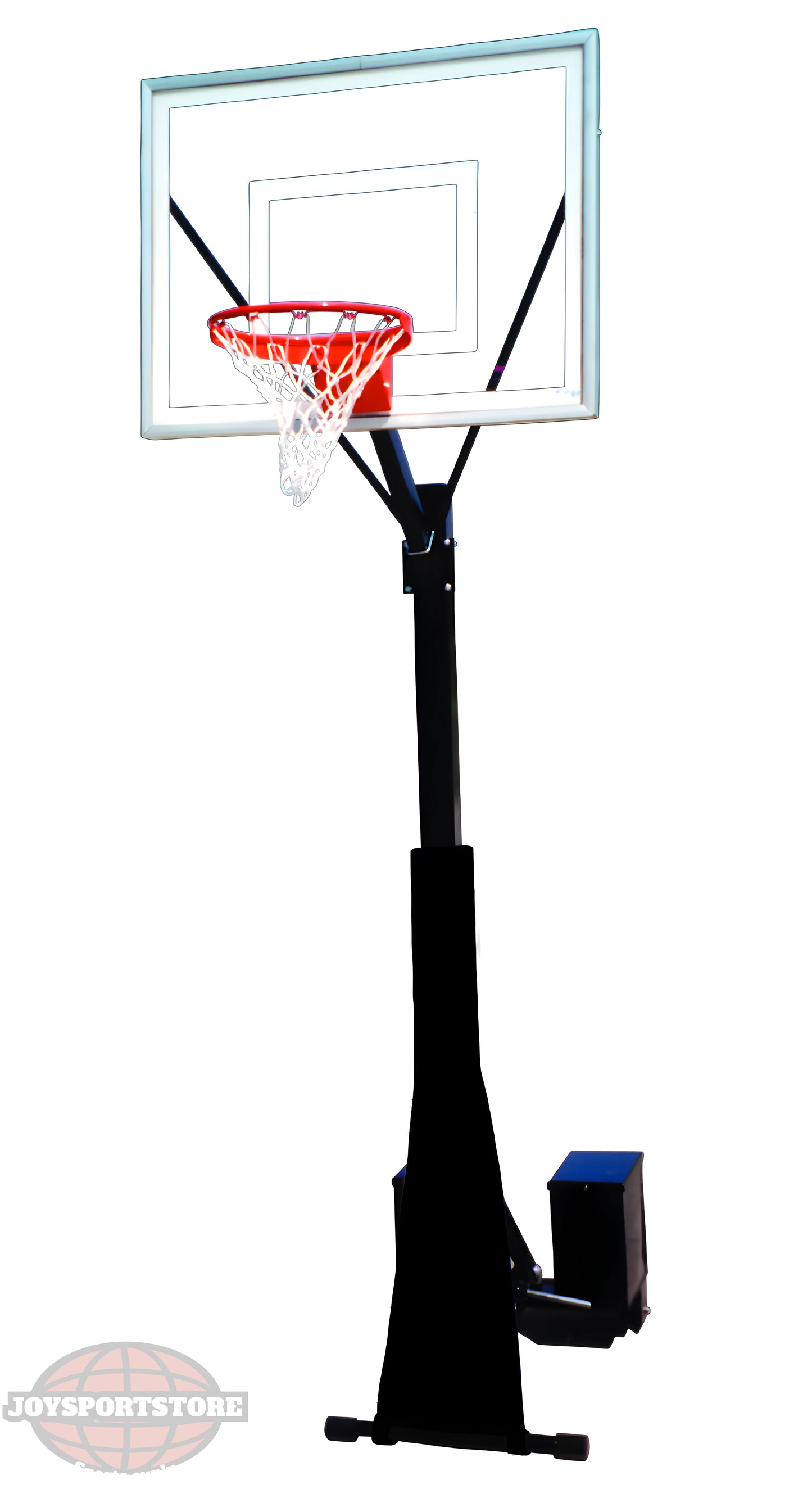FIRST TEAM portable basketball hoop with clear backboard and adjustable black pole