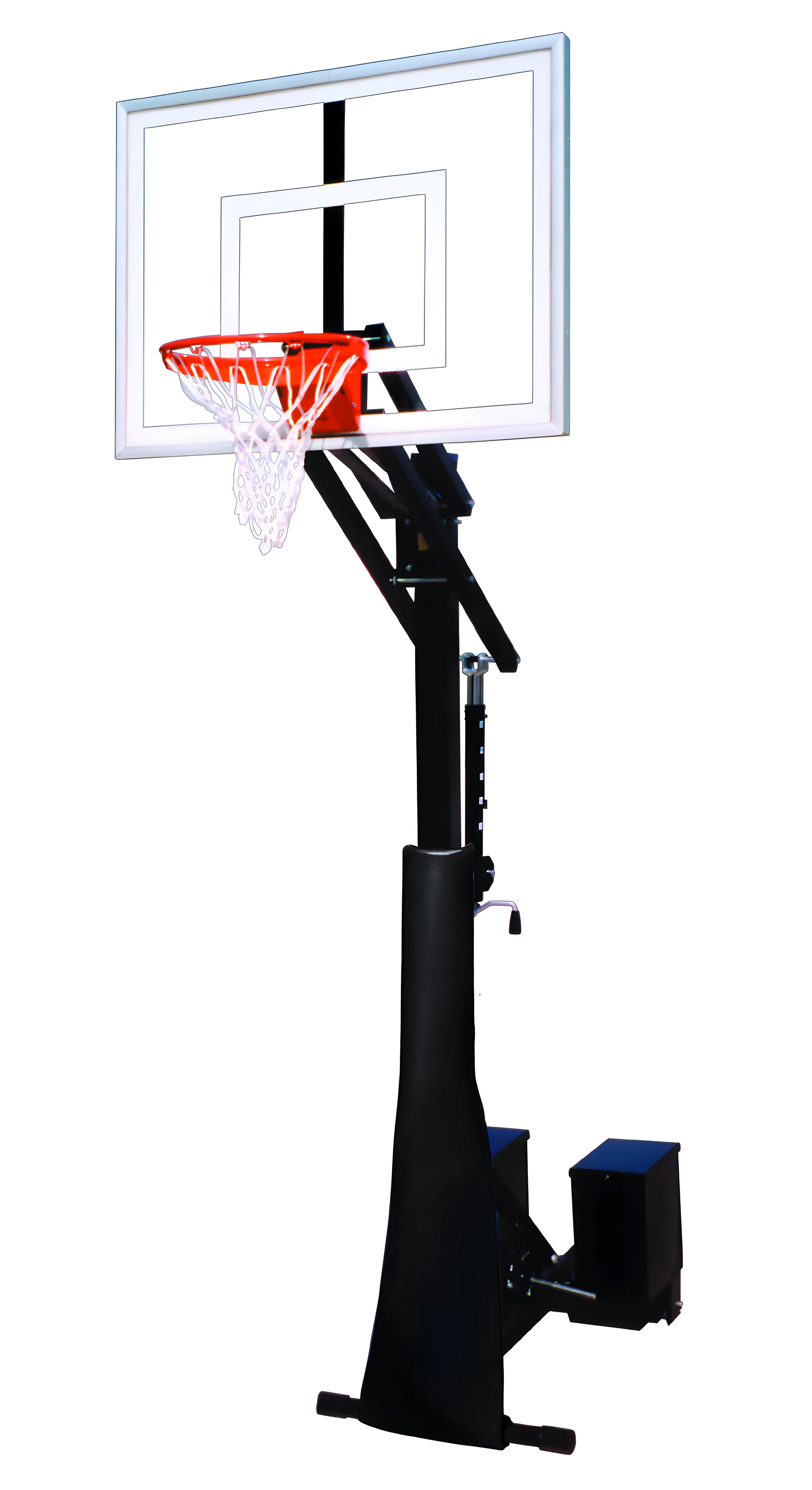 FIRST TEAM portable basketball hoop with adjustable height and clear backboard for outdoor play