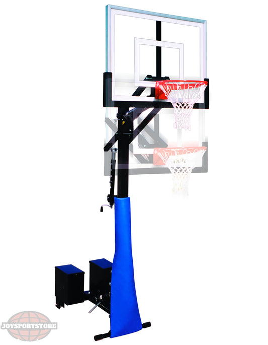 FIRST TEAM portable basketball hoop with adjustable height and padded pole for outdoor play