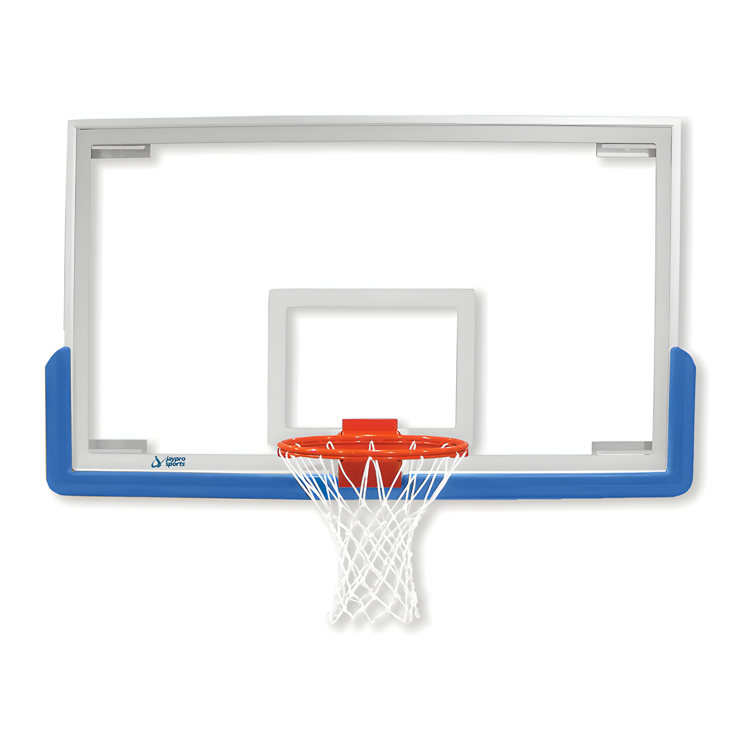 Jaypro portable basketball hoop backboard with orange rim and white net for easy setup