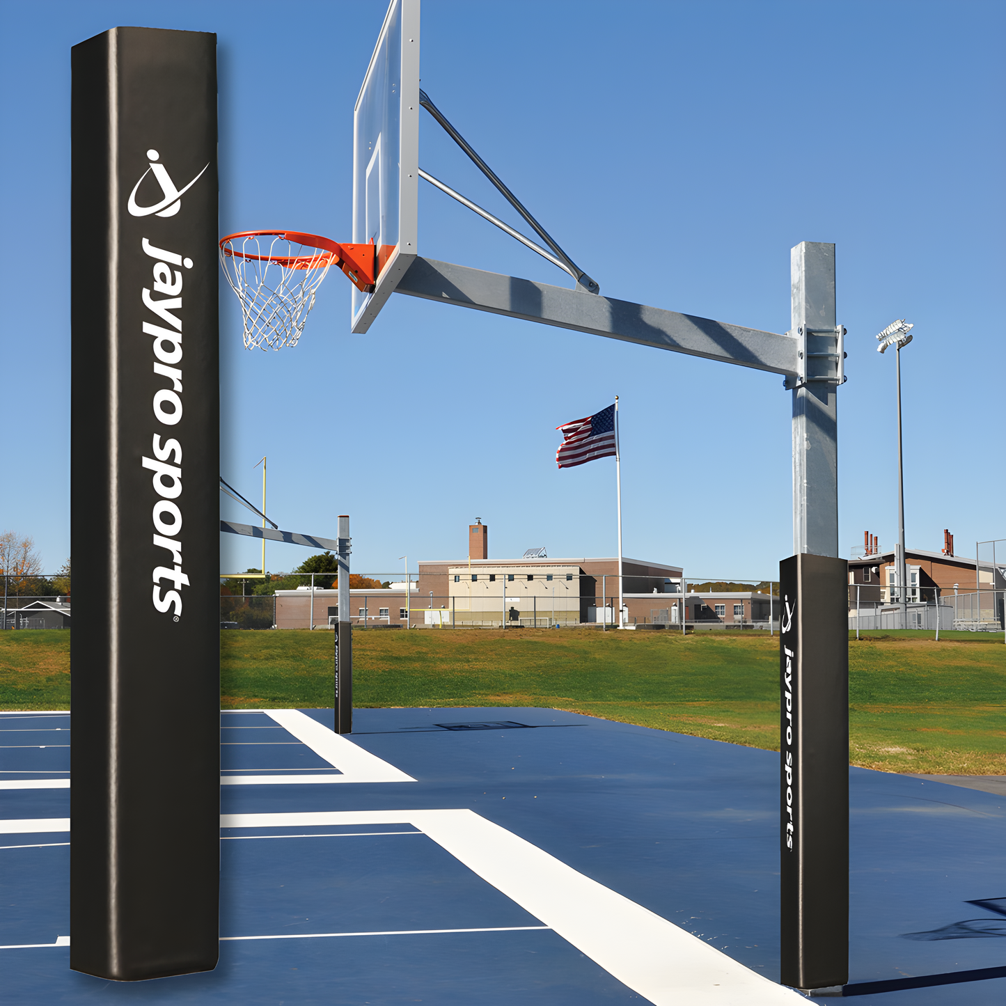 Jaypro Sports Safety Padding - Outdoor Basketball Pole Replacement Padding - 6" x 6", Black w/Gusset (PP-66)