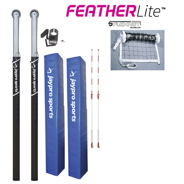 Jaypro FeatherLite Volleyball System (3-1/2 in. Floor Sleeve) - NFHS, NCAA, USVBA Compliant