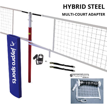 Jaypro Hybrid Steel Volleyball Net Center Upright System (3 in. Floor Sleeve) - NFHS, NCAA, USVBA Compliant
