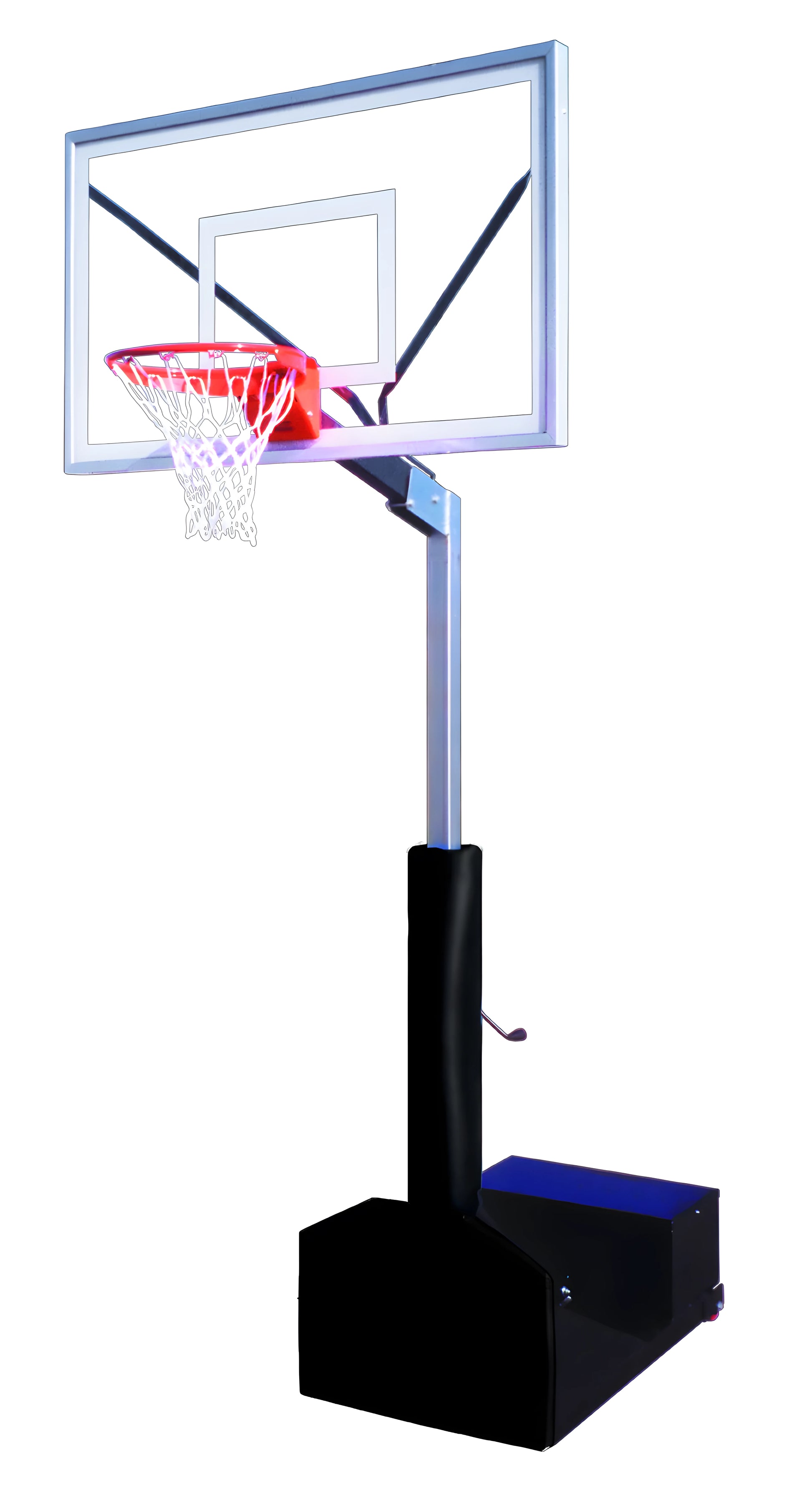 FIRST TEAM portable basketball hoop with adjustable height and clear backboard for indoor and outdoor use