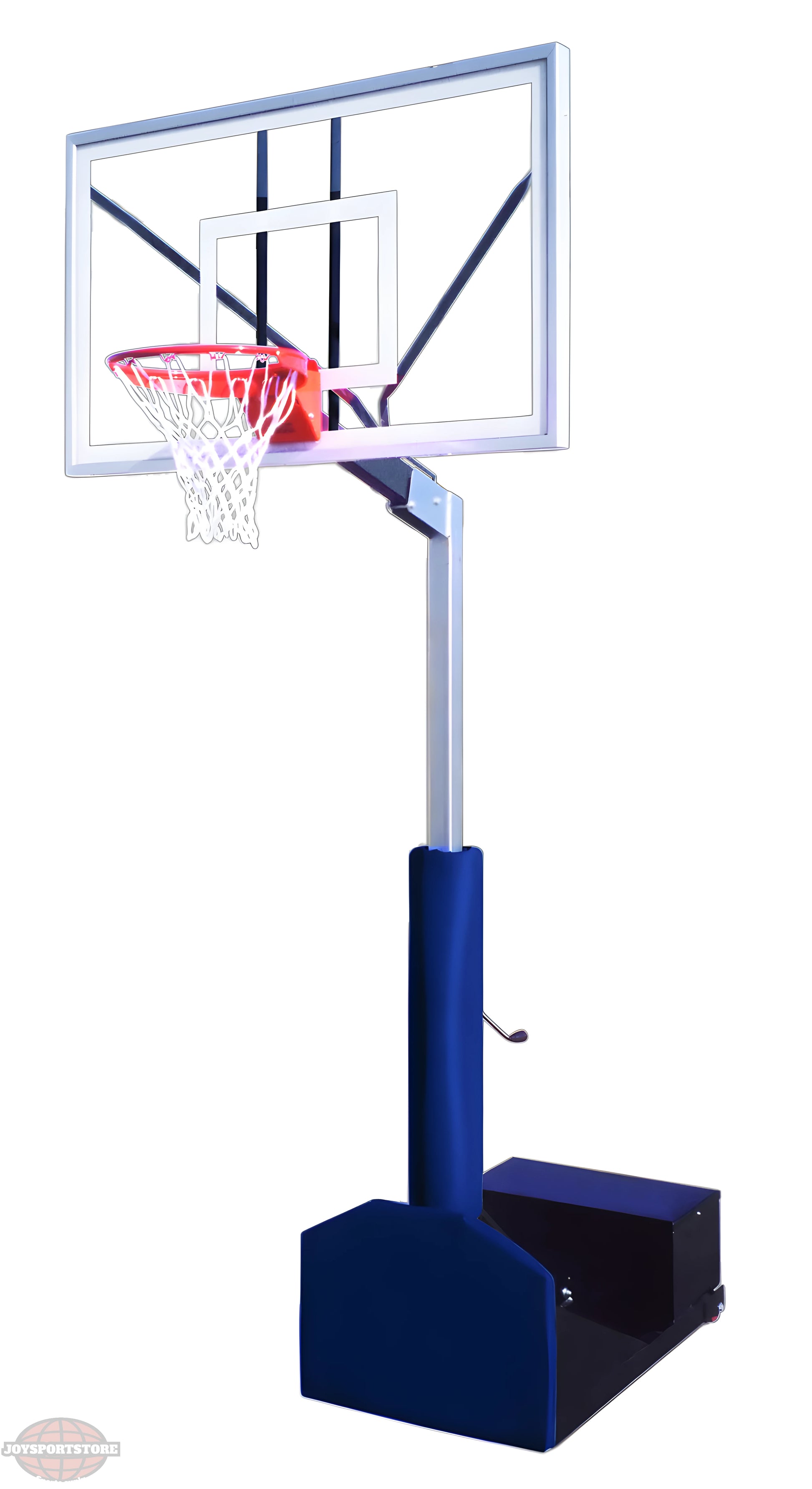 FIRST TEAM portable basketball hoop with clear backboard and adjustable height stand