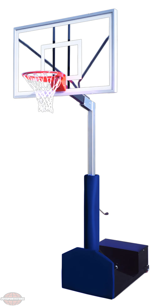 FIRST TEAM portable basketball hoop with clear backboard and adjustable height stand