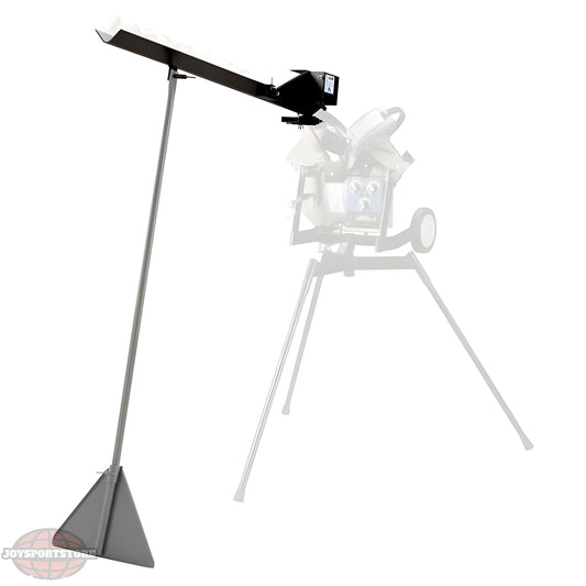 Sports Attack Softball Feeder on a sturdy stand for automated pitch delivery and batting practice