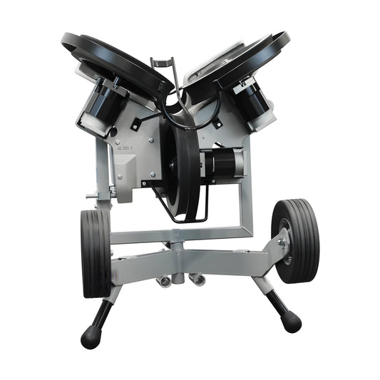 Sports Attack Softball Machine with dual wheels for easy transport and adjustable pitching angles