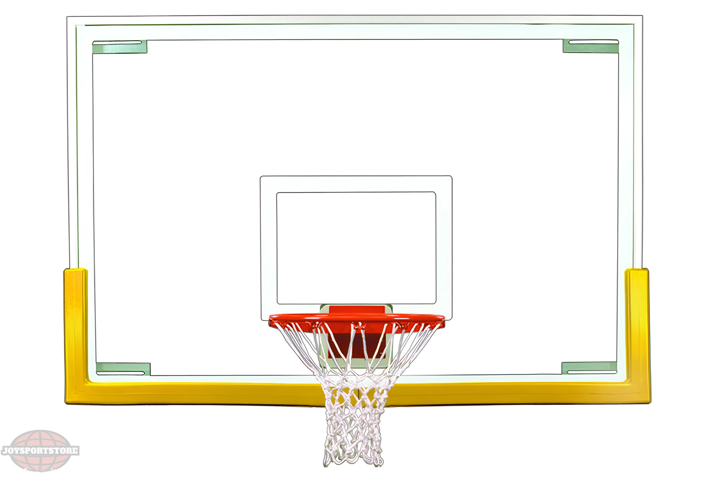 FIRST TEAM basketball backboard with clear acrylic board and orange rim with white net