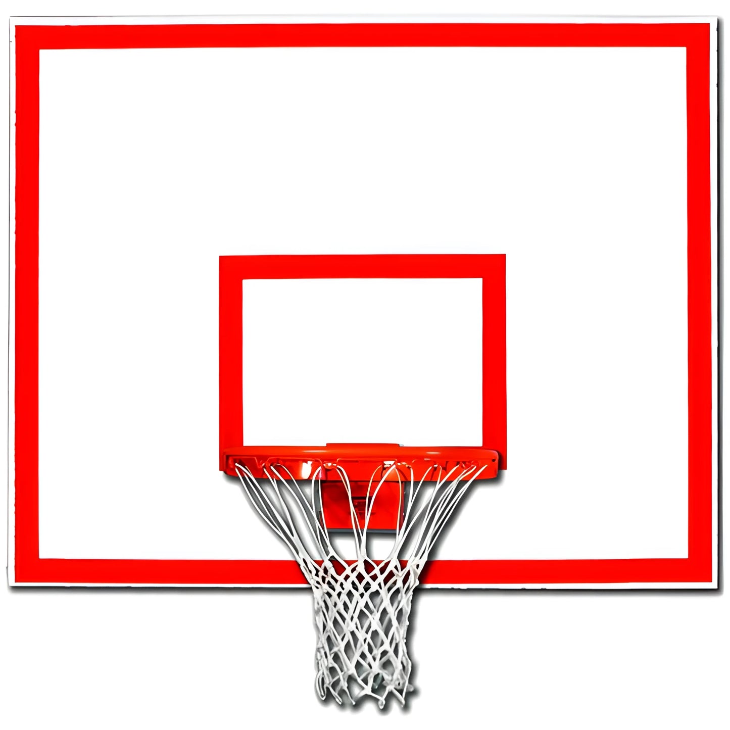 Gared basketball backboard with red border and white net for indoor or outdoor basketball games