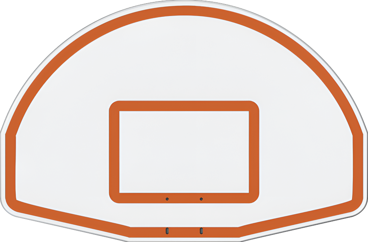 Jaypro half-circle basketball backboard with orange outline and standard target box