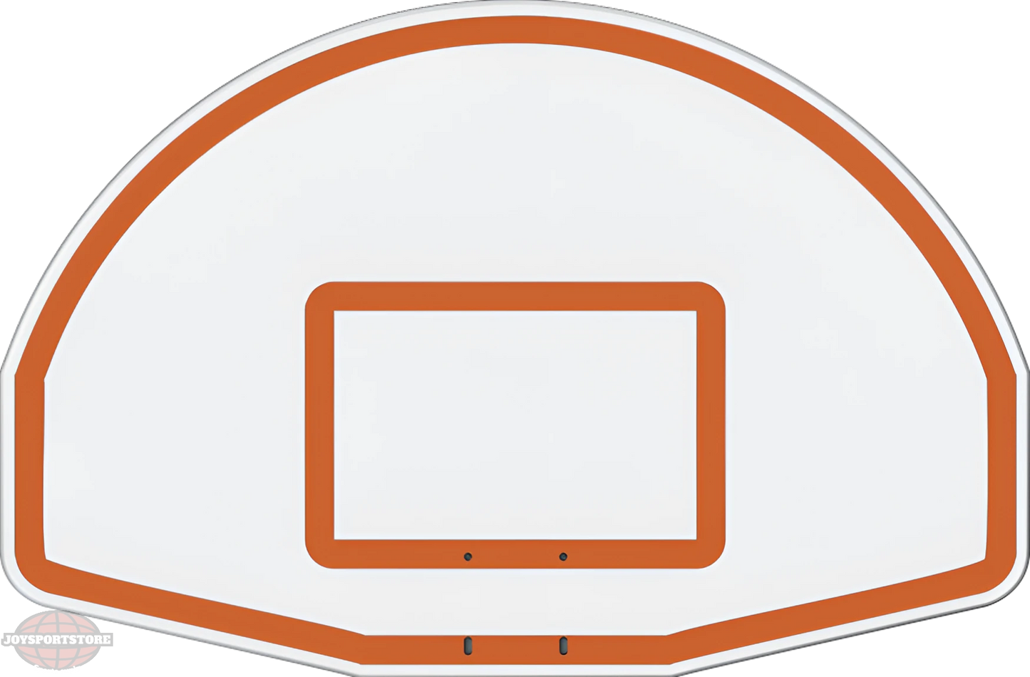 Jaypro half-circle basketball backboard with orange outline and standard target box
