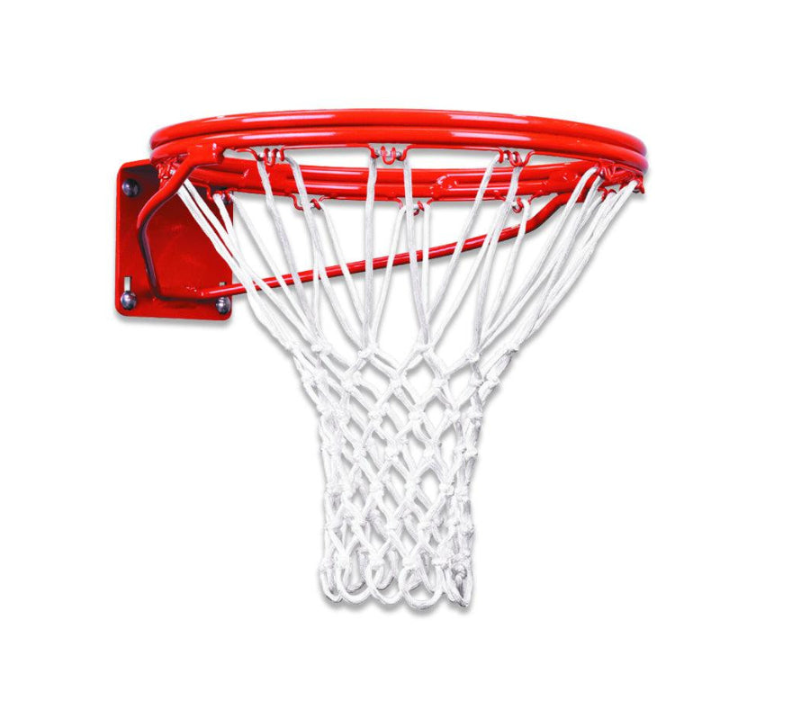 FIRST TEAM red basketball rim with white net for indoor and outdoor basketball hoops