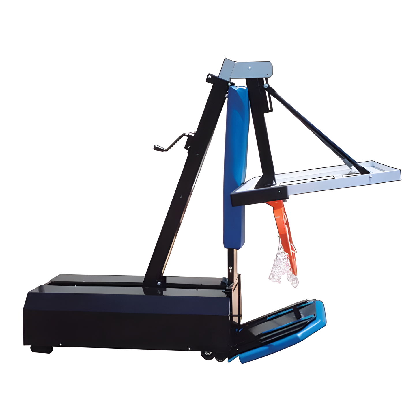 FIRST TEAM portable basketball hoop with sturdy black base and adjustable height for outdoor play