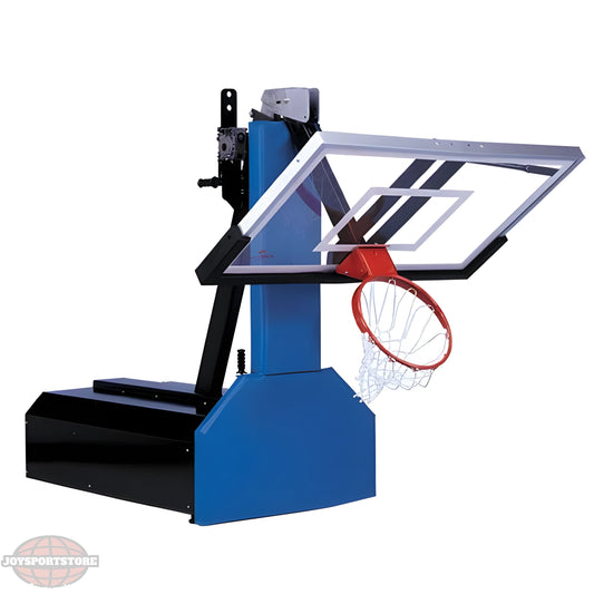FIRST TEAM portable basketball hoop with clear backboard and red rim for easy setup