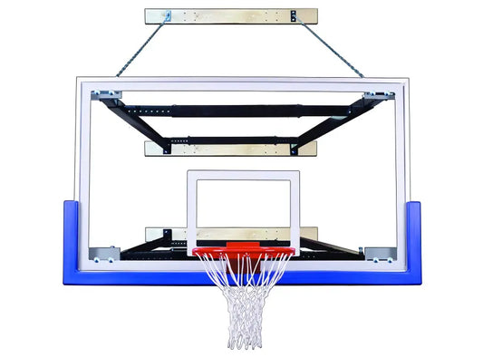 FIRST TEAM Wall Mount Basketball Hoop with clear backboard and blue padding for indoor use