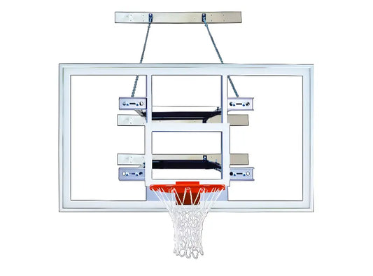FIRST TEAM wall mount basketball hoop with clear backboard and orange rim for outdoor play