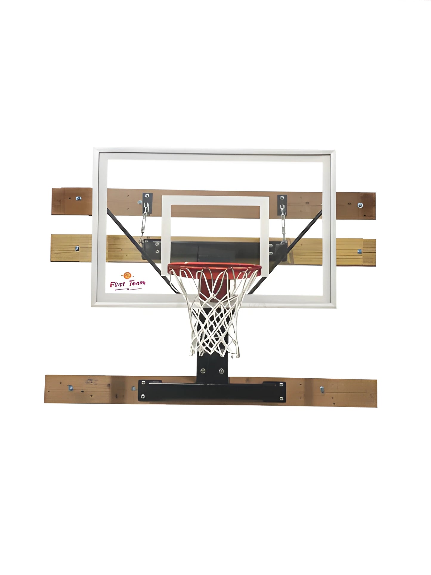 FIRST TEAM Wall Mount Basketball Hoop with clear backboard and white net for indoor play