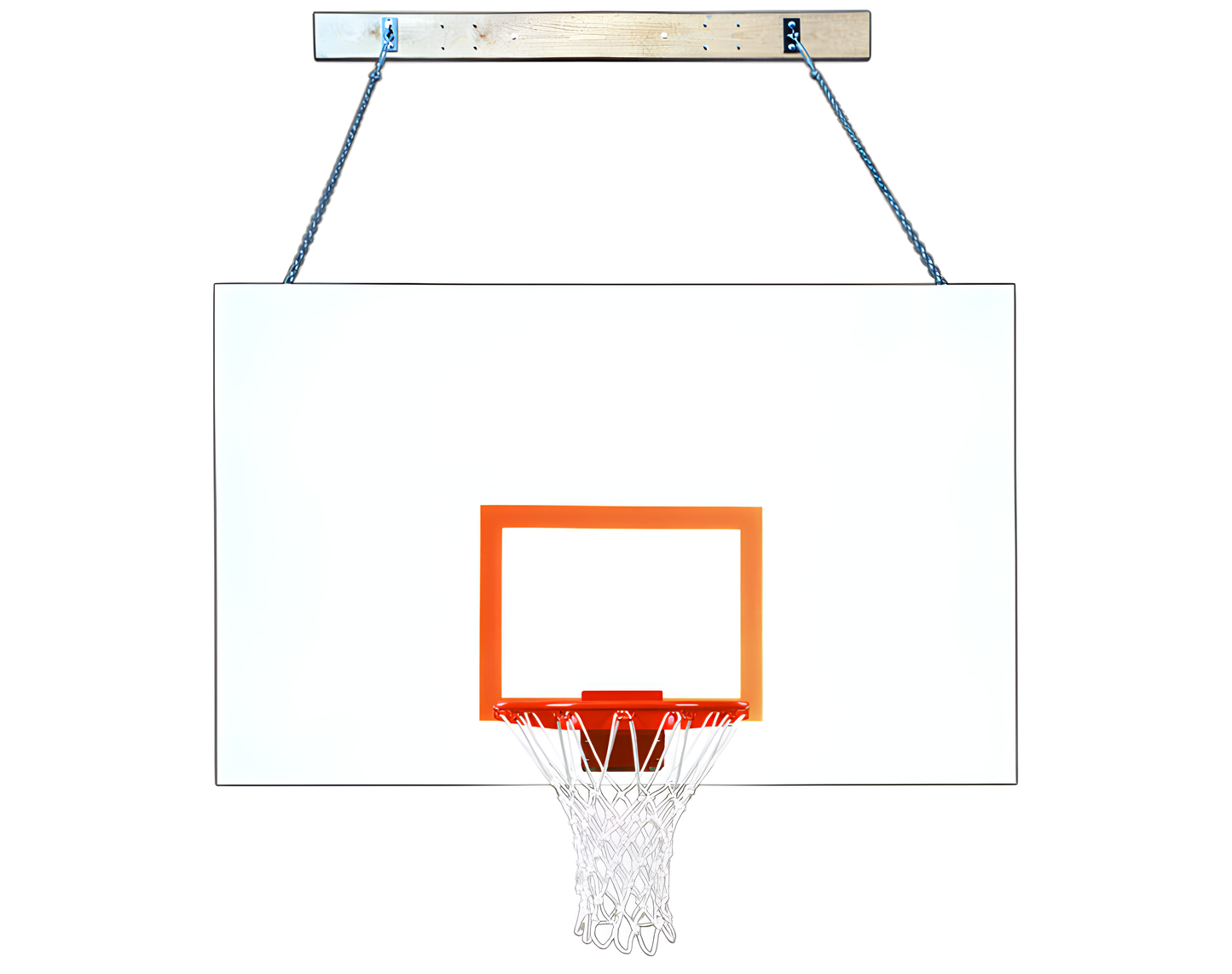 FIRST TEAM Wall Mount Basketball Hoop with clear backboard and orange rim hanging on wooden board