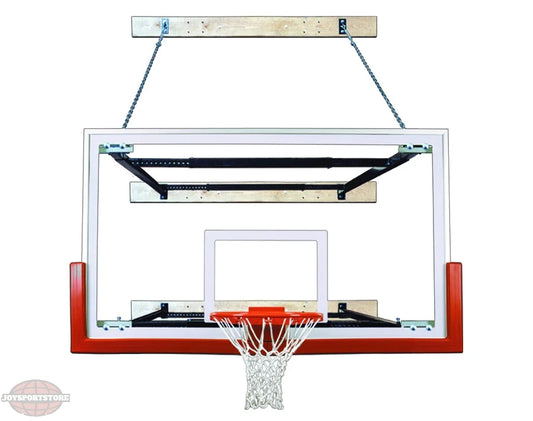 FIRST TEAM Wall Mount Basketball Hoop with clear backboard and red rim for indoor or outdoor use