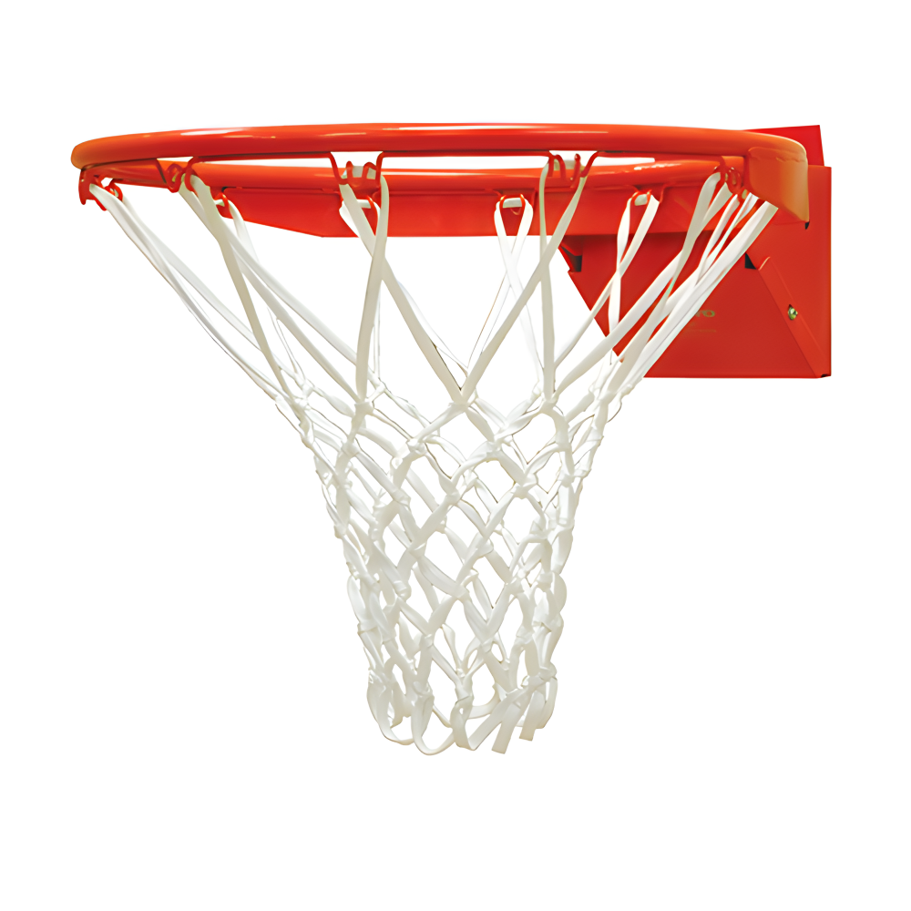 Jaypro Wall Mount Basketball Hoop with orange rim and white net for indoor or outdoor use