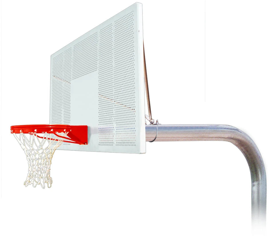 basketball rim and steel post with white tempered glass backboard