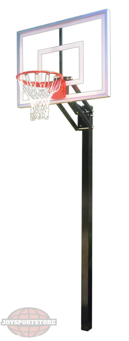 basketball rim and steel post with white tempered glass backboard
