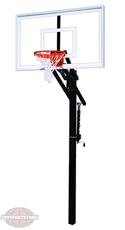 In ground basketball goal with clear acrylic backboard