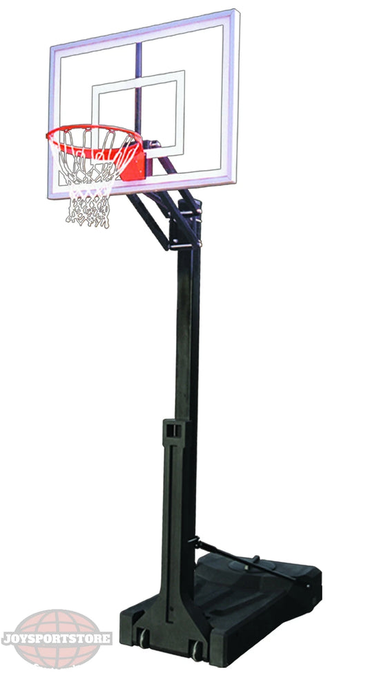 Portable basketball black post with basketball rim and clear acrylic backboard