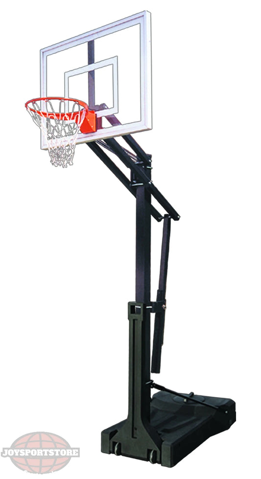 Portable basketball black post with basketball rim and clear acrylic backboard