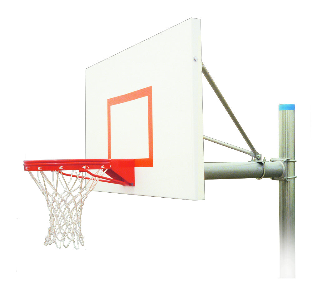 Steel basketball post with aluminum backboard with basketball rim