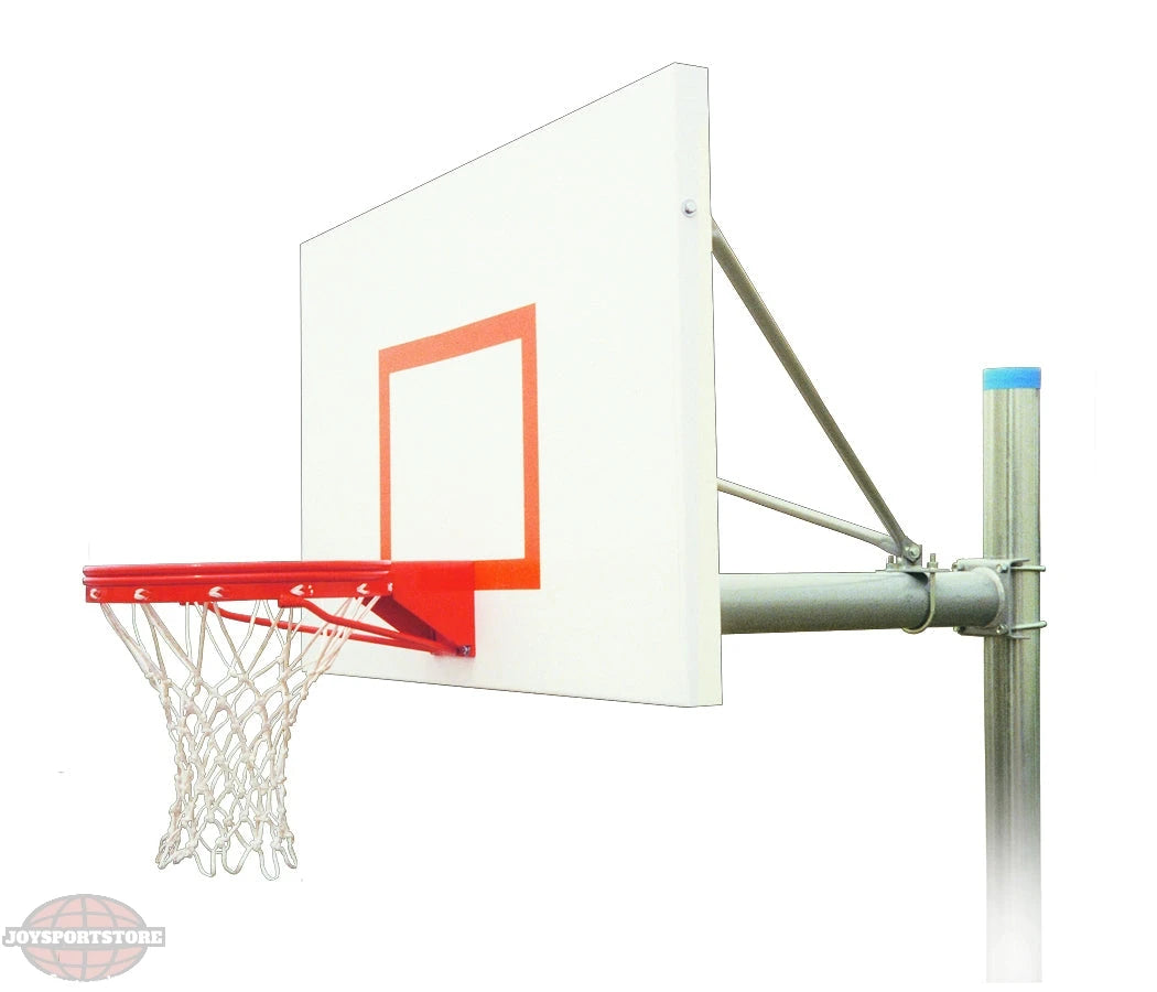 Steel basketball post with aluminum backboard with basketball rim