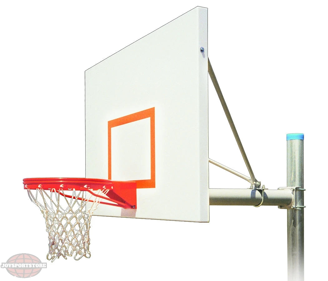 Steel basketball post with aluminum backboard and basketball rim