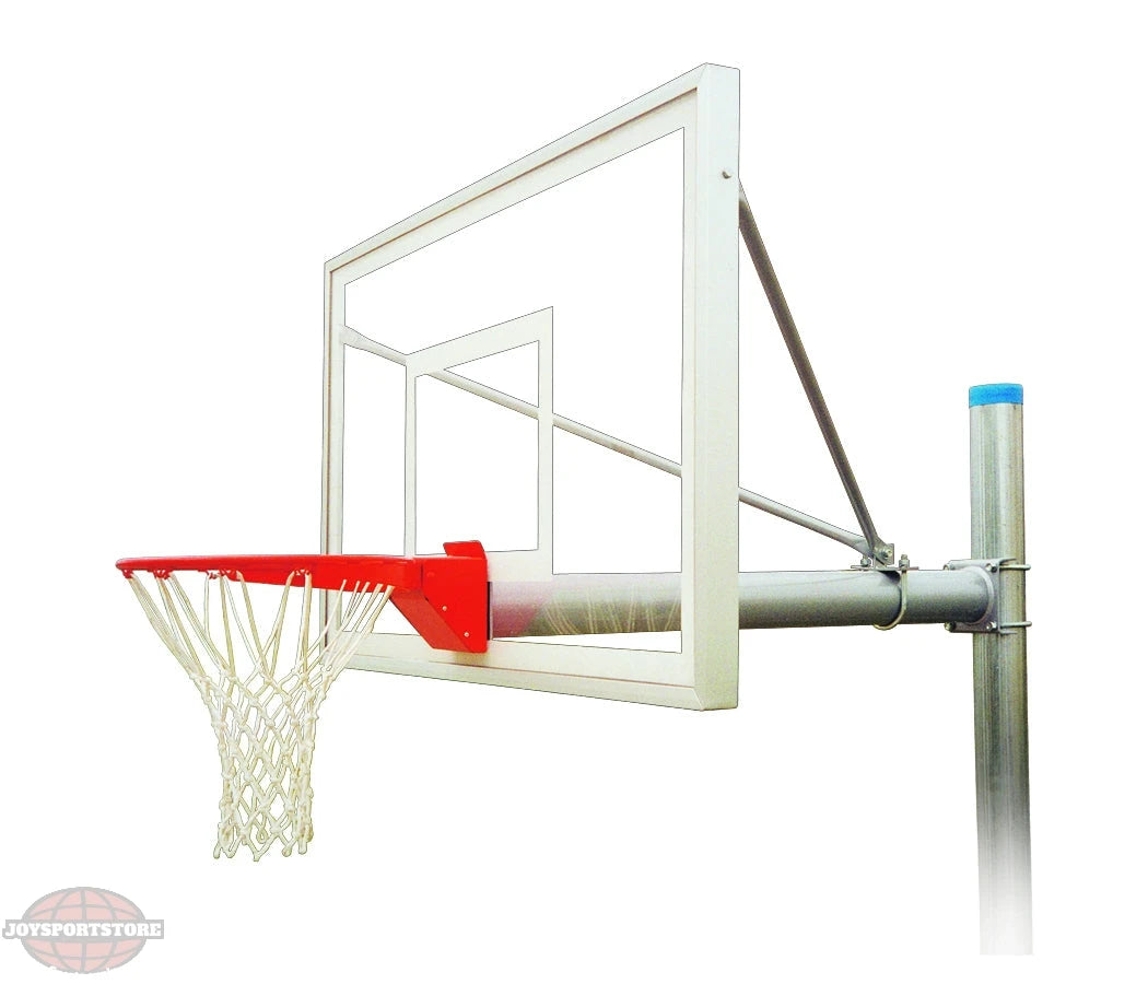Steel basketball post with clear acrylic backboard and basketball rim