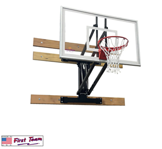 FIRST TEAM all Mount Basketball Hoop with clear backboard and sturdy black support frame