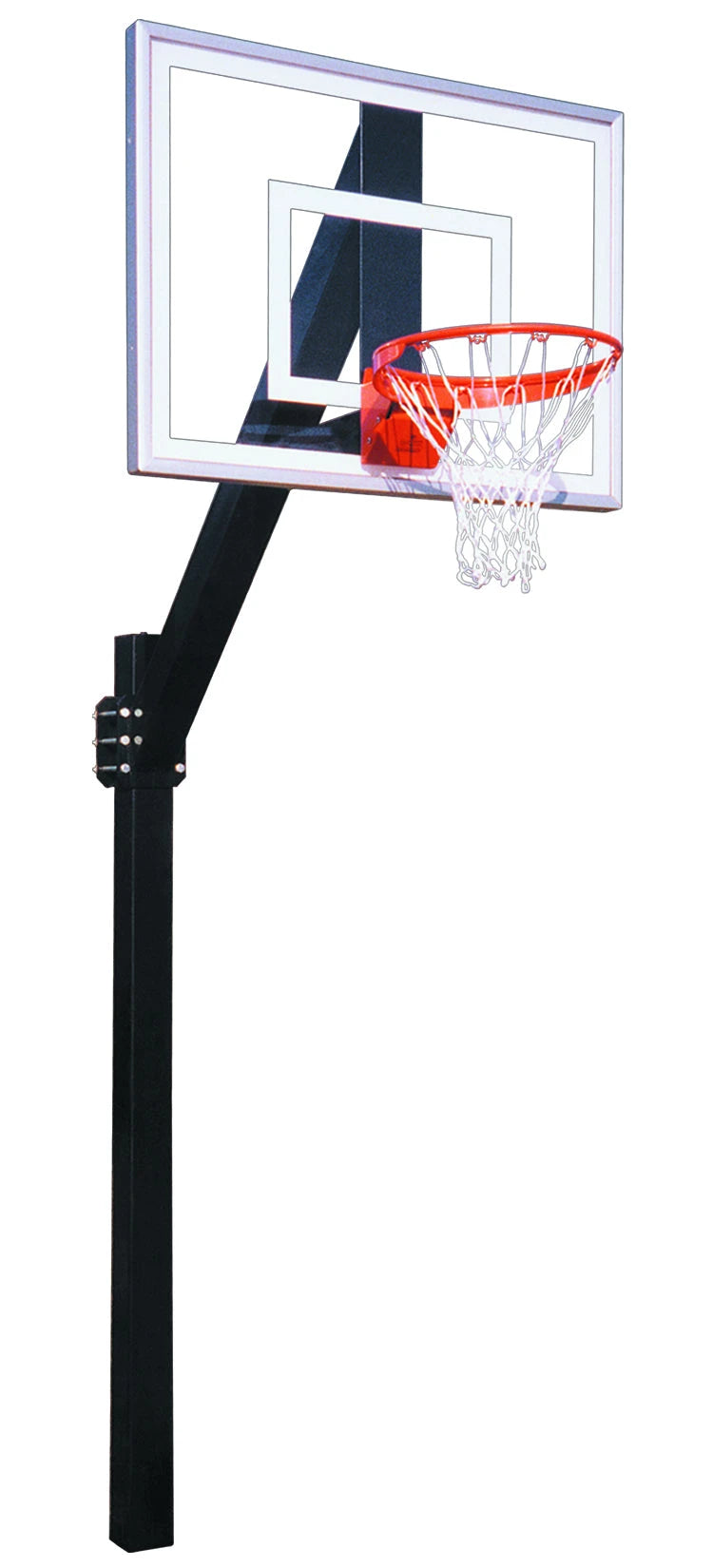 FIRST TEAM In Ground Basketball Hoop with clear backboard and red rim with white net