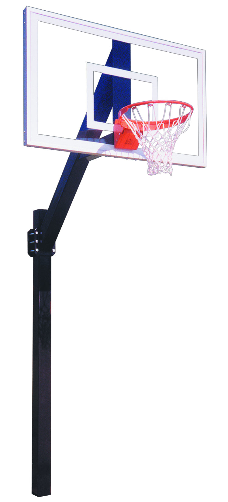 FIRST TEAM In Ground Basketball Hoop with clear backboard and red rim for outdoor basketball