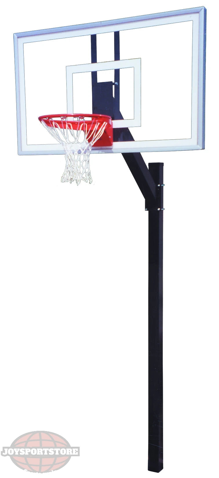 FIRST TEAM In Ground Basketball Hoop with clear backboard and red rim for outdoor play