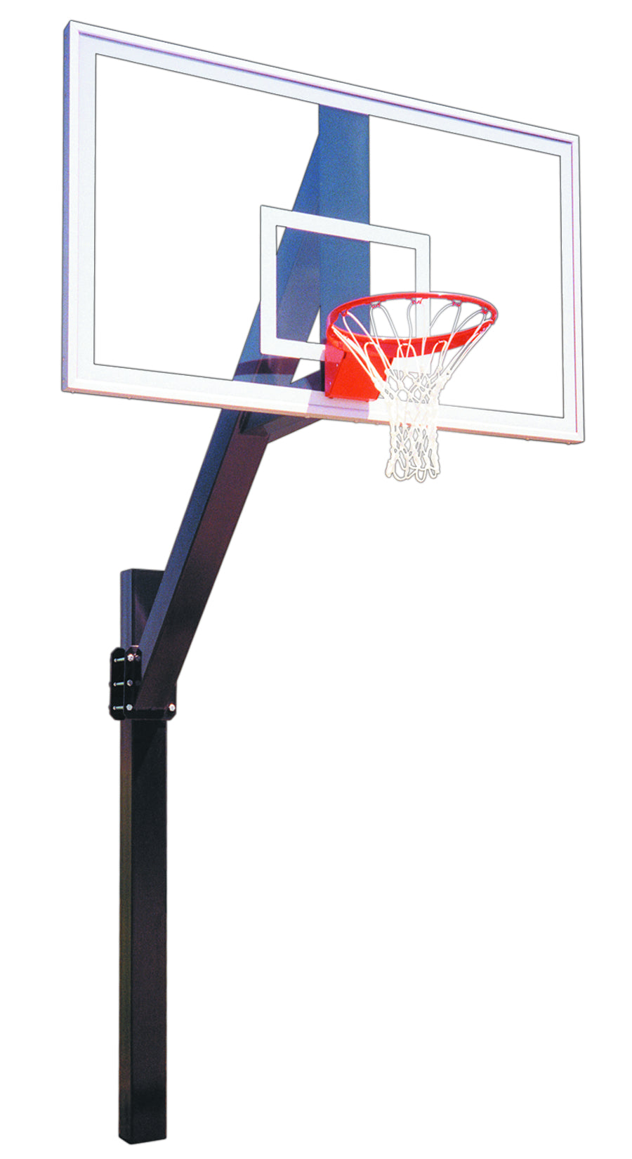 FIRST TEAM In Ground Basketball Hoop with clear backboard and red rim for outdoor play