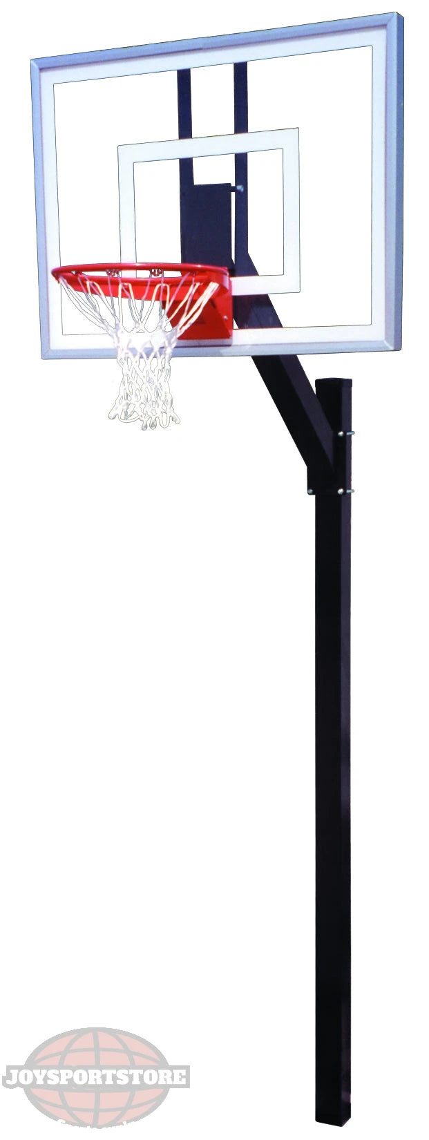 FIRST TEAM In Ground Basketball Hoop with clear backboard and red rim for outdoor play