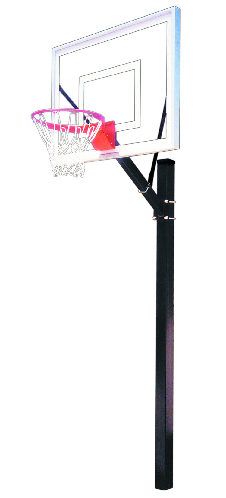 FIRST TEAM In Ground Basketball Hoop with clear backboard and pink rim for outdoor play
