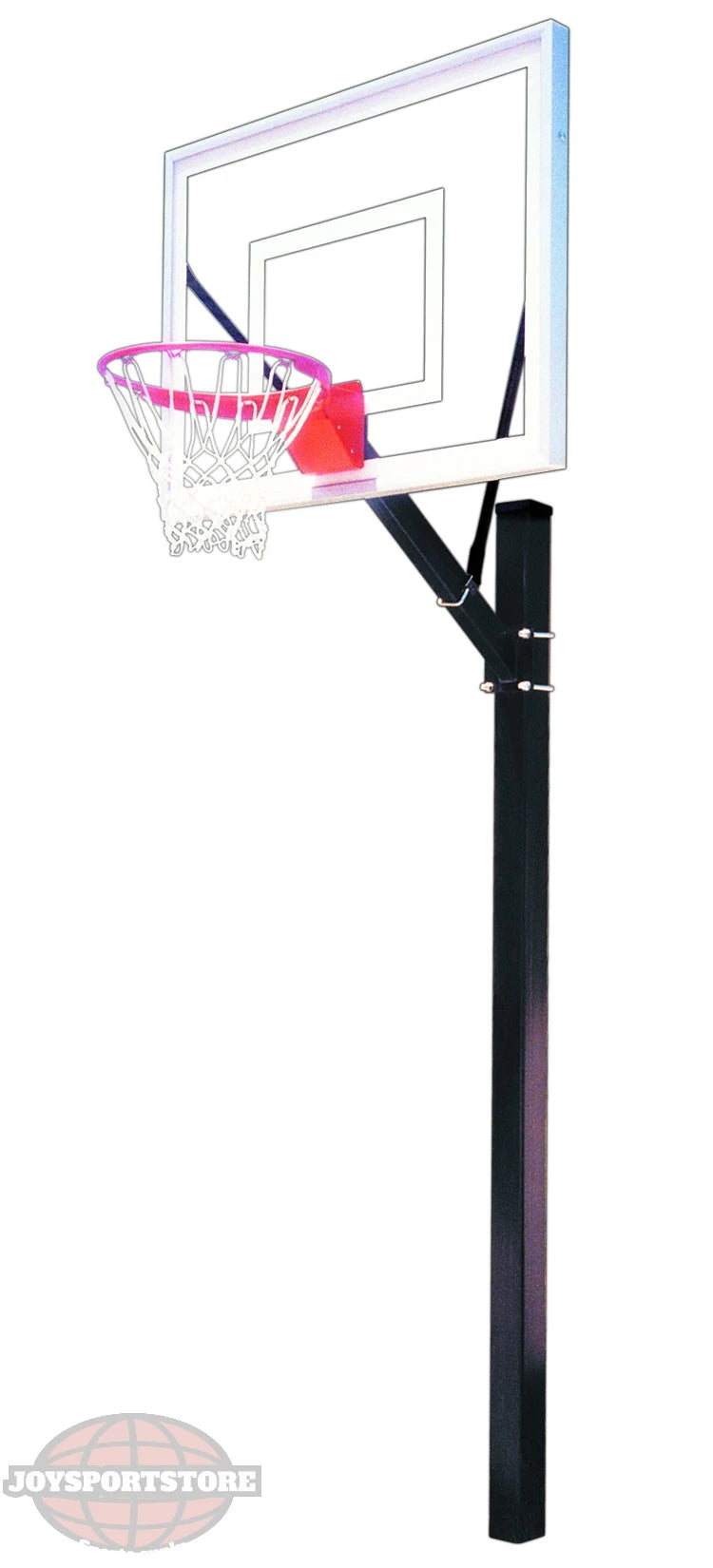 FIRST TEAM In Ground Basketball Hoop with clear backboard and pink rim for outdoor play