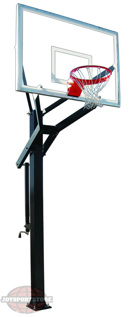 FIRST TEAM In Ground Basketball Hoop with clear backboard and red rim for outdoor play